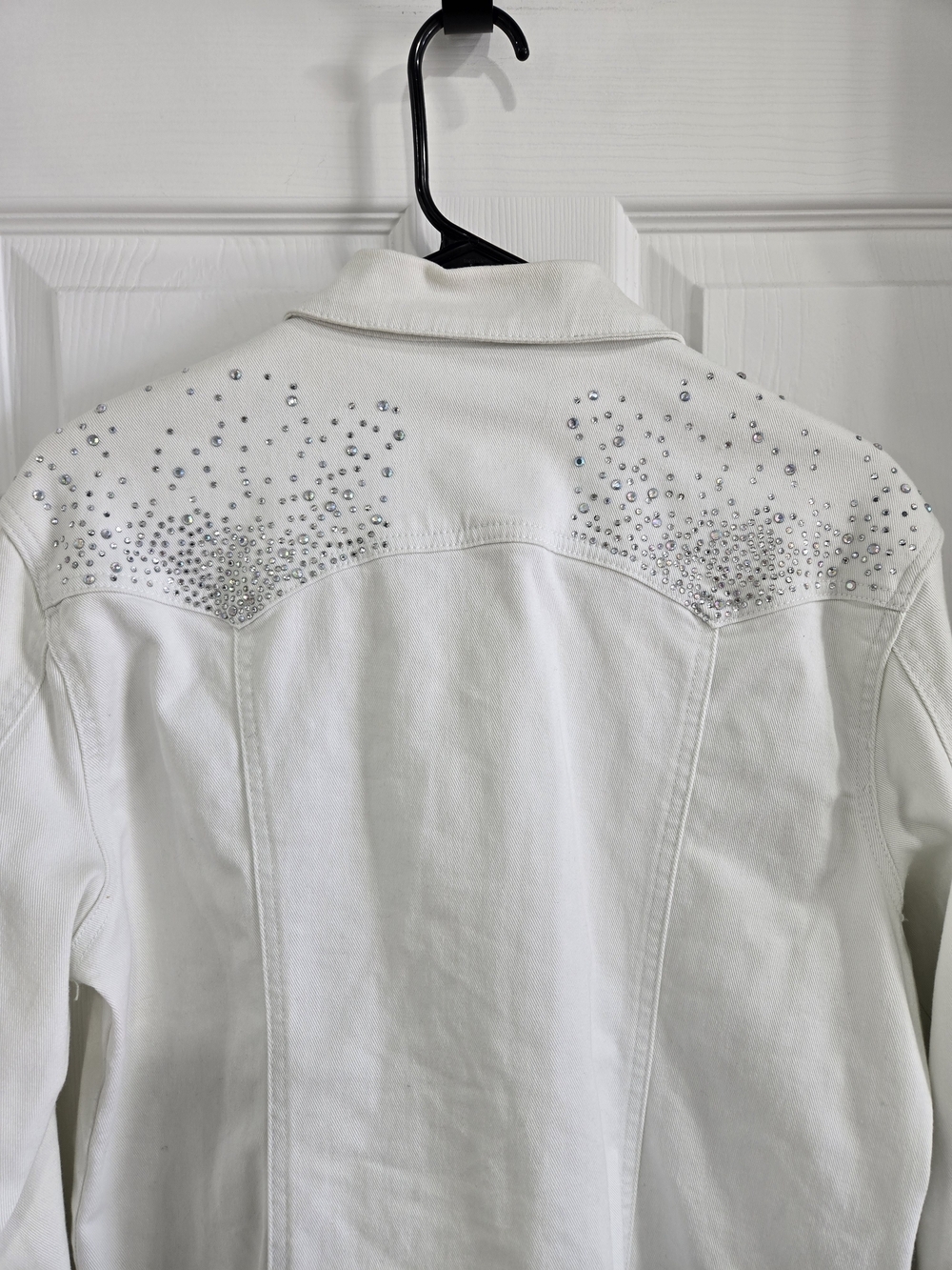 Ethyl Vintage Denim White Stud-Embellished Denim Jacket Size L - Picture 8 of 8